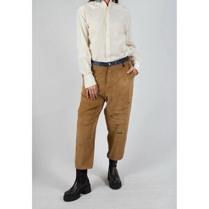 NWT‎ Umit Unal CORDUROY UTILITY TROUSERS Crop Pants City Retro Khaki S MSRP $288
